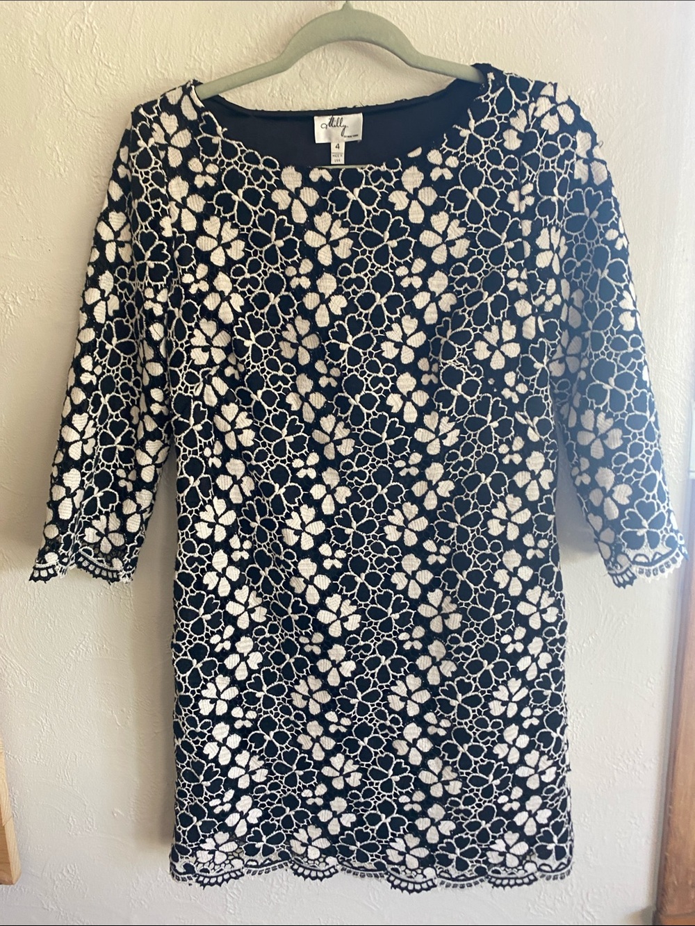 Lilly Pulitzer Black & White Floral Lace Mini Dress